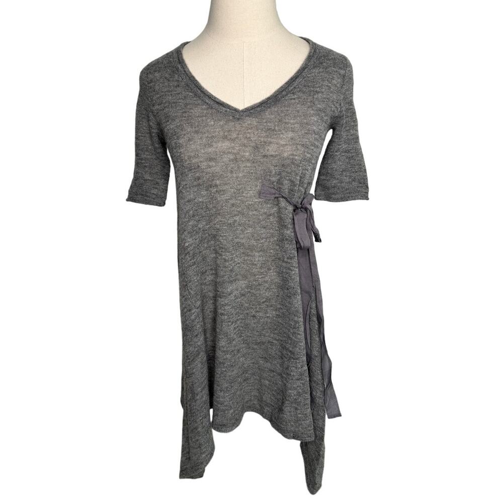 Susana Monaco Alpaca Wool Blend V Neck Tie Waist Sweater Dress Gray XS - Picture 2 of 9
